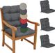 Beautissu Flair NL – Set van 4 Tuinkussen Lage Rug Antraciet – 100x50 cm