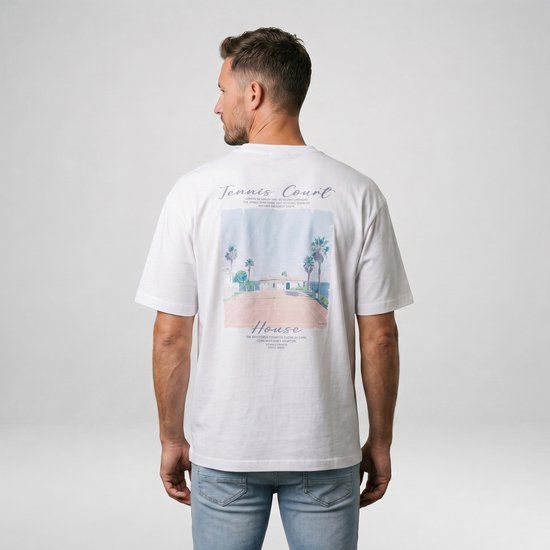 Cars Jeans T-shirt Benett Heren Wit Katoen Maat S