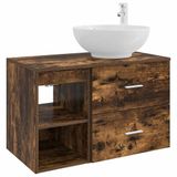 vidaXL Badkamermeubel Set 2 st Gerookt eiken Bewerkt hout