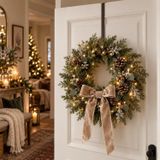 Decoris Kerstkrans hanger - 3x - 28 cm - ijzer - kerstkransen ophangen - deurhanger/haak - deurhanger