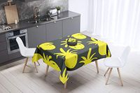 Bonamaison Tafelkleed, Anti-Mold, Sneldrogend, Waterdicht, 100% Polyester Tafellaken, Neon Geel, Rook, 140 x 140 Cm