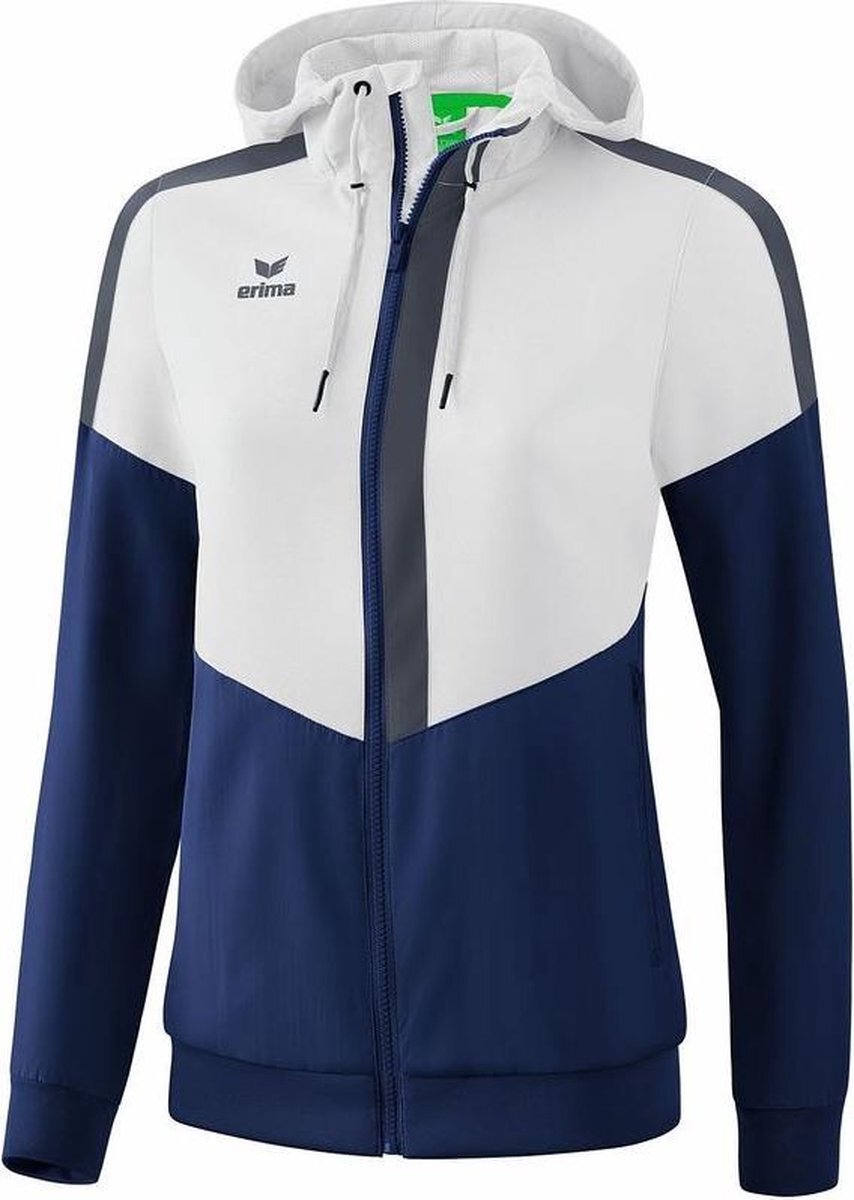 Erima Squad Tracktop Jack Met Capuchon Dames Wit- New Navy-Slate Grijs Maat 40