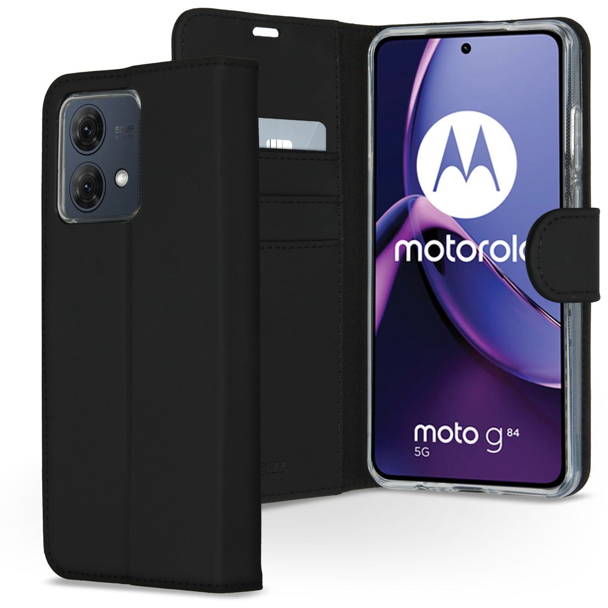 Accezz Wallet Softcase Bookcase for Motorola Moto G84 - Black