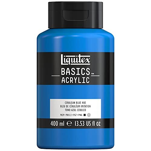 Liquitex 8870326 Basics enkelvoudig pigmenteerde acrylverf, kunstenaarspigmenten, lichtecht, medium viscositeit, goede kwaliteit, satijn finish - 400ml fles, Cerulean Blue Hue