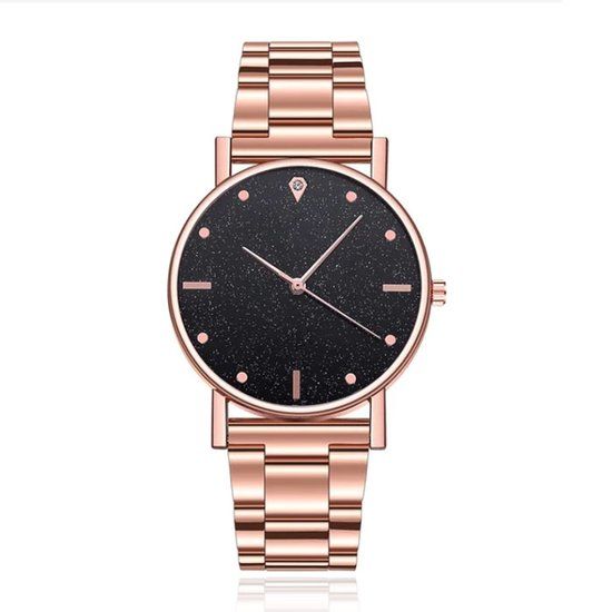 LGT JWLS Dameshorloge - Sterrenhemel Design - Rosékleurig & Zwart