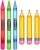 Sans marque Lot de 6 Crayons de couleur gonflables - Gros ballons - Couleurs néon