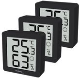 WS9425 Set van 3 extra kleine hygrometer thermometers met magnetische houder zwart 3 x WS9425 in verpakking