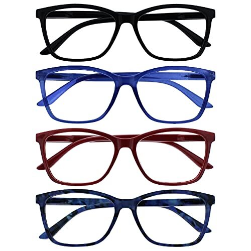 The Reading Glasses De leesbril bedrijf grote mannen zwart blauw kastanjebruin rode lezers waarde 4 Pack lente scharnieren RRR51-13Z3T +3.50