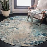 Safavieh Boho tapijt voor woonkamer, eetkamer, slaapkamer - Madison Collection, korte pool, blauw en grijs, 160 x 160 cm