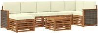 vidaXL Acacia Hout Hoek Loungeset 7-zits Natuurlijk en Crème