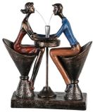 Gilde handwerk Decoratie beeld Polysculptuur "Tafel voor twee" Kunsthars Metaal H 25cm