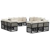 vidaXL Tuinbank Set 12 st Zwart poly rattan