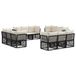 vidaXL Tuinbank Set 12 st Zwart poly rattan