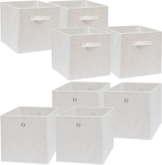 DuneDesign Faltbox Set 4 Boxen für Kallax Regal - Weiß - 33x38x33cm - 50 l