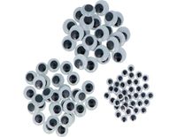 Zelfklevende fluorescerende ogen in 3 verschillende maten 8 mm, 15 mm en 18 mm - 100 en