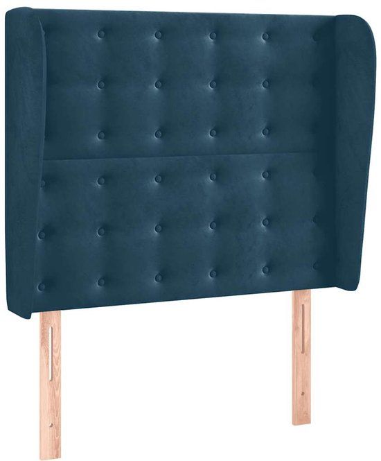vidaXL Hoofdbord met randen 83x23x118/128 cm fluweel donkerblauw