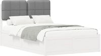vidaXL Bedframe with Upholstered Headboard Light Grey 120 x 190 cm