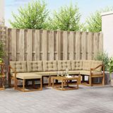 vidaXL - Acacia Hout Hoek Loungeset - Natuurlijk en Beige - 7 Zitplaatsen