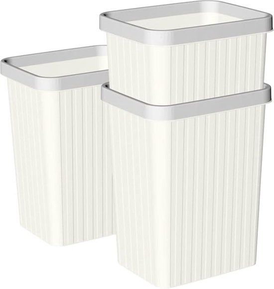 Cetomo 8.2L 3-Set Waste Bins for Bathroom, Kitchen, Home Office, Dorm - White