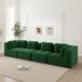Pangivo Canapé modulable 4 places de salon en velours côtelé vert avec assise profonde 386x104x69 cm