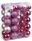 Inge-glas Inge's Christmas Decor Gmbh 47x Roze kunststof kerstballen 4-6 cm mat/glans met piek