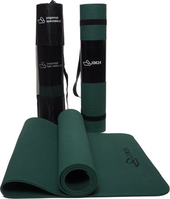 TPE Yoga Mat Olijfgroen - 6mm - Anti-Slip - Incl. Draagtas