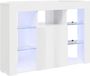 vidaXL Meuble TV d'angle LED 100x40x68cm Blanc laqué Bois modifié