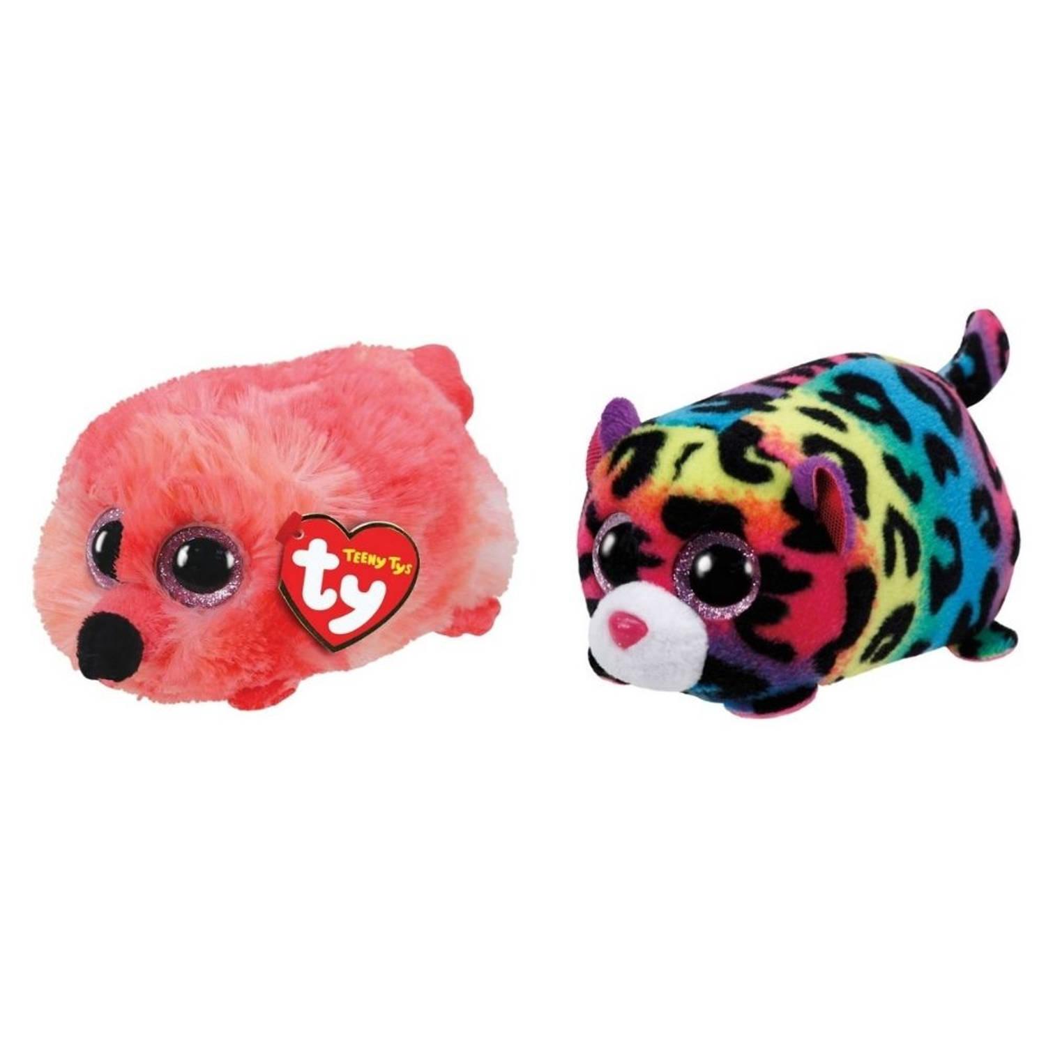 TY - Knuffel - Teeny s - Gilda Flamingo & Jelly Leopard