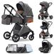 StarTech 3-in-1 kinderwagen - S800, modulair combiwagen - opvouwbaar - compatibel met autostoeltjes - geschikt voor pasgeborenen - draagvermogen meer dan 20 kg - donkergrijs
