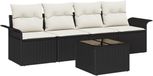vidaXL Tuinbank Set Zwart en Crème Poly Rattan