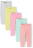 Minoti meisjes legging 5-pack pastel - katoen - grijs