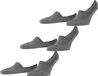 FALKE Step High Cut 3-Pack onzichtbaar effen katoen multipack footies heren grijs - maat 47-50