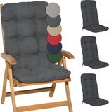 Beautissu Flair HL – Set van 4 Tuinstoelkussens Hoge Rug – 120x50 cm – Grafiet Grijs