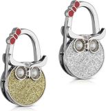 kwmobile Tassenhaken voor tafel - Set van 2 Draagbare tashangers - Opvouwbare tassenhangers voor tafel - Met leuk design - In rood / goud / zilver