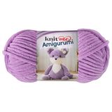 Knit Me Amigurumi Fluwelen chenillegaren, grof garen om te haken, 50 g/55 m, superzacht polyester voor teddy's, pluche speelgoed en dekens, EN71-3 en Oeko-Tex gecertificeerd, 5,5 mm haak (lila)