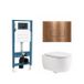 QeramiQ Dely Swirl Toiletset - reservoir encastré Qeramiq Flush - abattant avec frein de chute - plaque de déclenchement en cuivre métal - boutons rectangulaires - blanc mat