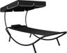 Lit lounge avec auvent et coussin noir