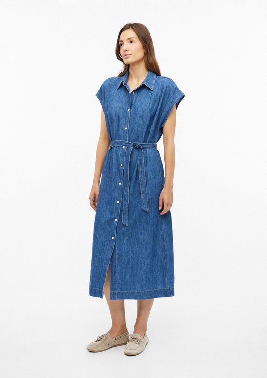 s.Oliver Jurk Blauw Katoen Lange Mouw Klassieke Kraag Casual Vrouwen 38