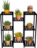 Merkloos Relaxdays Plantenstandaard binnen - 8 plateaus - metaal - zwart