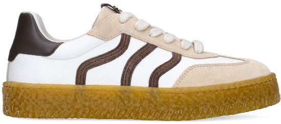 No Stress - Dames - Witte leren sneakers met suède details - Maat 37