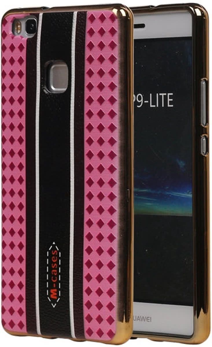 Best Cases M-Cases Roze Ruit Design TPU back case cover hoesje voor Huawei P9 Lite