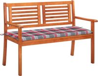 vidaXL - Tuinbank - 2-zits - met kussen - 120 cm - massief eucalyptushout