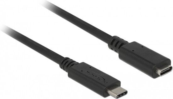 Delock USB-C naar USB-C verlengkabel - 2 meter - Zwart