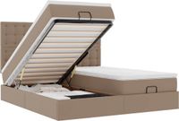 vidaXL Bed poef met matrassen en LED's 180x200cm kunstleer Cappuccino