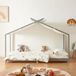 en.casa Kinderbed Brome huisbed met matras 90x200 cm grijs en wit