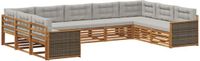 vidaXL - Buiten - bank - set - 9 - st - Naturel - en - lichtgrijs - Massief - Acacia - Hout