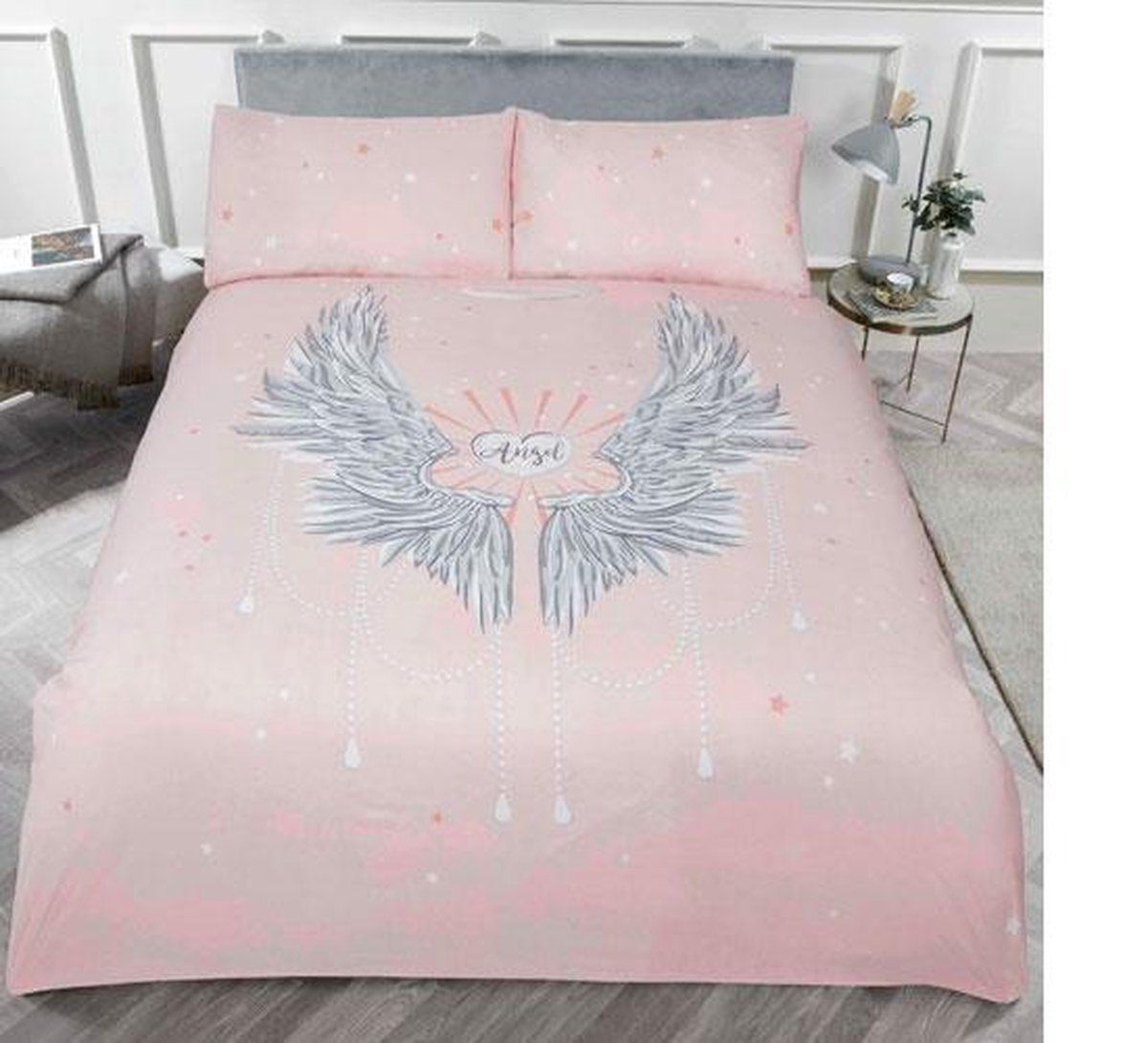 Rapport Dekbedovertrek Angel Wing blush 1-persoons 135x200 - Roze/Grijs - Katoen