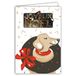 Afie Wenskaart Vrolijk Kerstmis met envelop en collage in RELIEF goud glanzend glinsterend Gentil hond glimlach met ketting kerstkrans strik lint rood feest einde van het jaar
