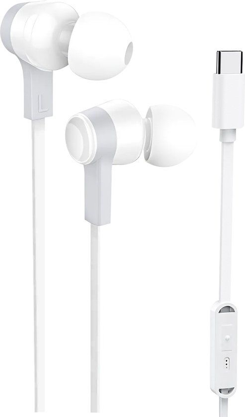 Golden Sound Bedrade oordopjes - Siliconen eartips - Oordopjes met draad en microfoon USB-C aansluiting - Wit