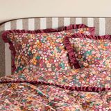 NOUS Living katoenen gebloemd lits-jumeaux dekbedovertrek 240x220 cm - donkerrood